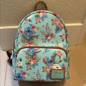 Stitch Loungefly Mint Floral Mini Backpack